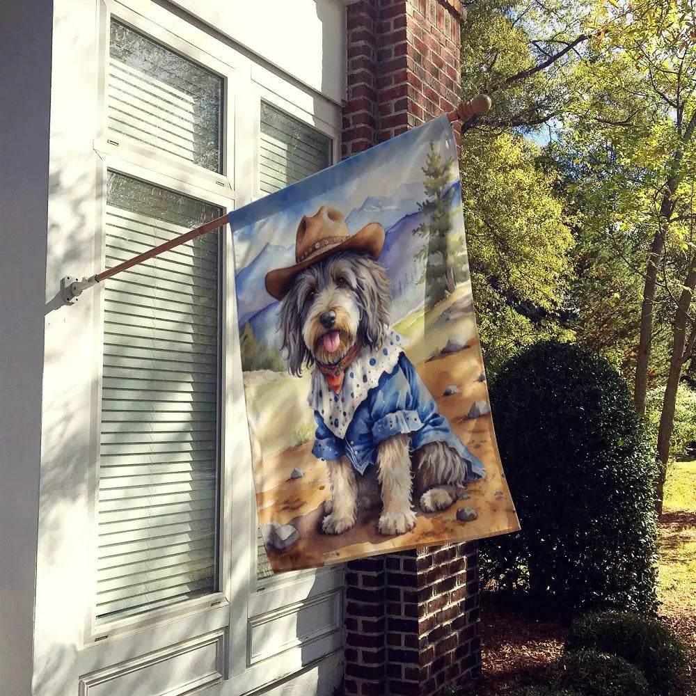 Howdy Hound House Flag: Bergamasco Sheepdog Cowboy! Here's the Product Description: Yeehaw! Giddy Up and Give - Estalios