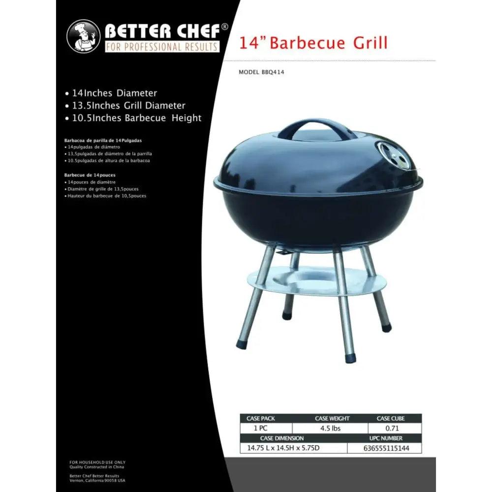 Better Chef 14" Portable Charcoal Barbecue Grill for Easy Grilling.