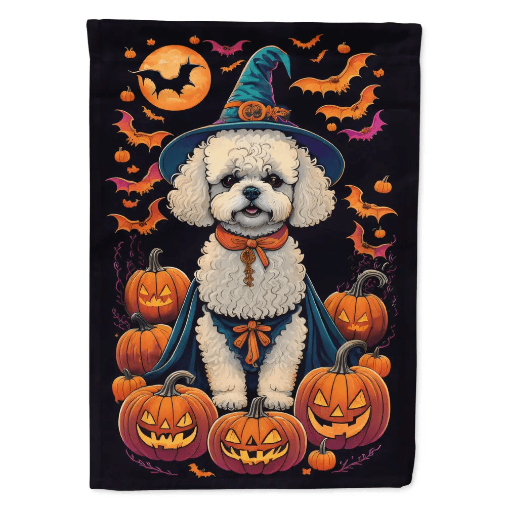 Spooktacular Halloween Garden Flag: Bichon Frise Boo! Halloween Dog Garden Flag: Get Ready to Howl! Hey There, Halloween Lovers - Estalios