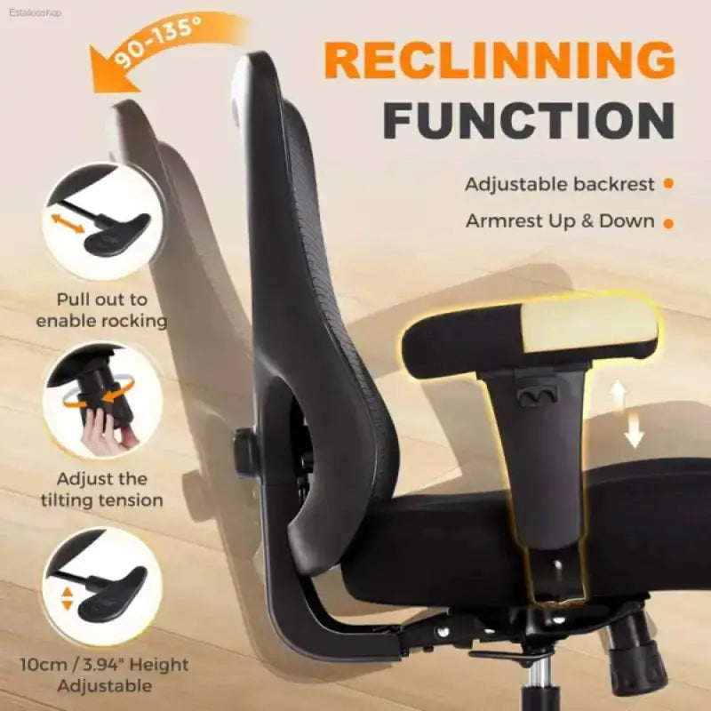 Big And Tall Ergonomic Office Chair With Heavy Duty Support - Estalios
