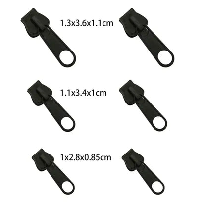 Black zipper sliders with dimensions for Black 6pcs Instant Zipper Fix repair