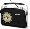 Black AM FM Radio - Small Portable Vintage Radio with Headphone Jack - Estalios