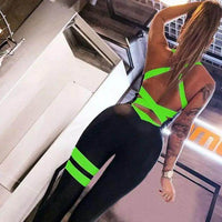 Electrify Your Workout with Bold Black Neon Jumpsuit - Estalios