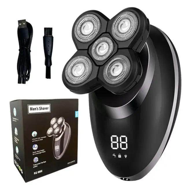 Sleek Black & Gold 5-Head Shaver with LCD Display.