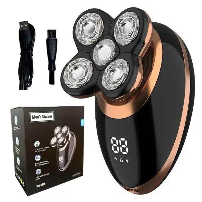 Sleek Black & Gold 5-Head Shaver with LCD Display.