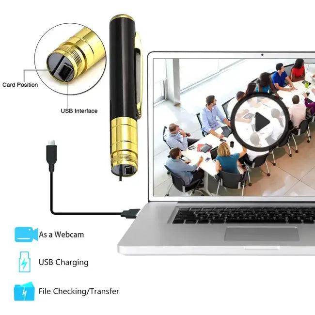 Sleek Black Gold Spy Pen with Hidden Camera Feature - Estalios