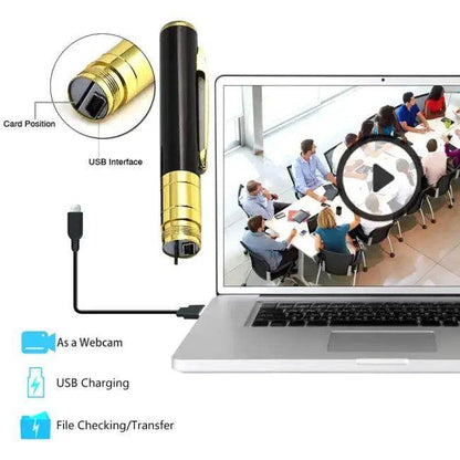 Sleek Black Gold Spy Pen with Hidden Camera Feature - Estalios
