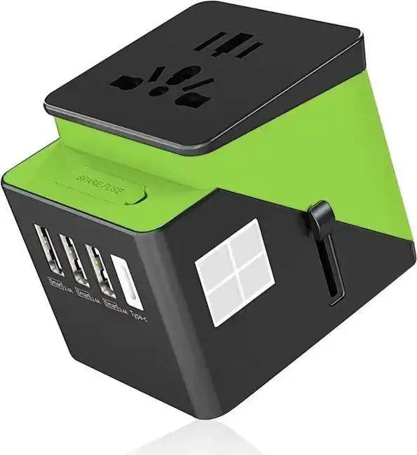 International Power Adapter Black and Green for Multiple Countries