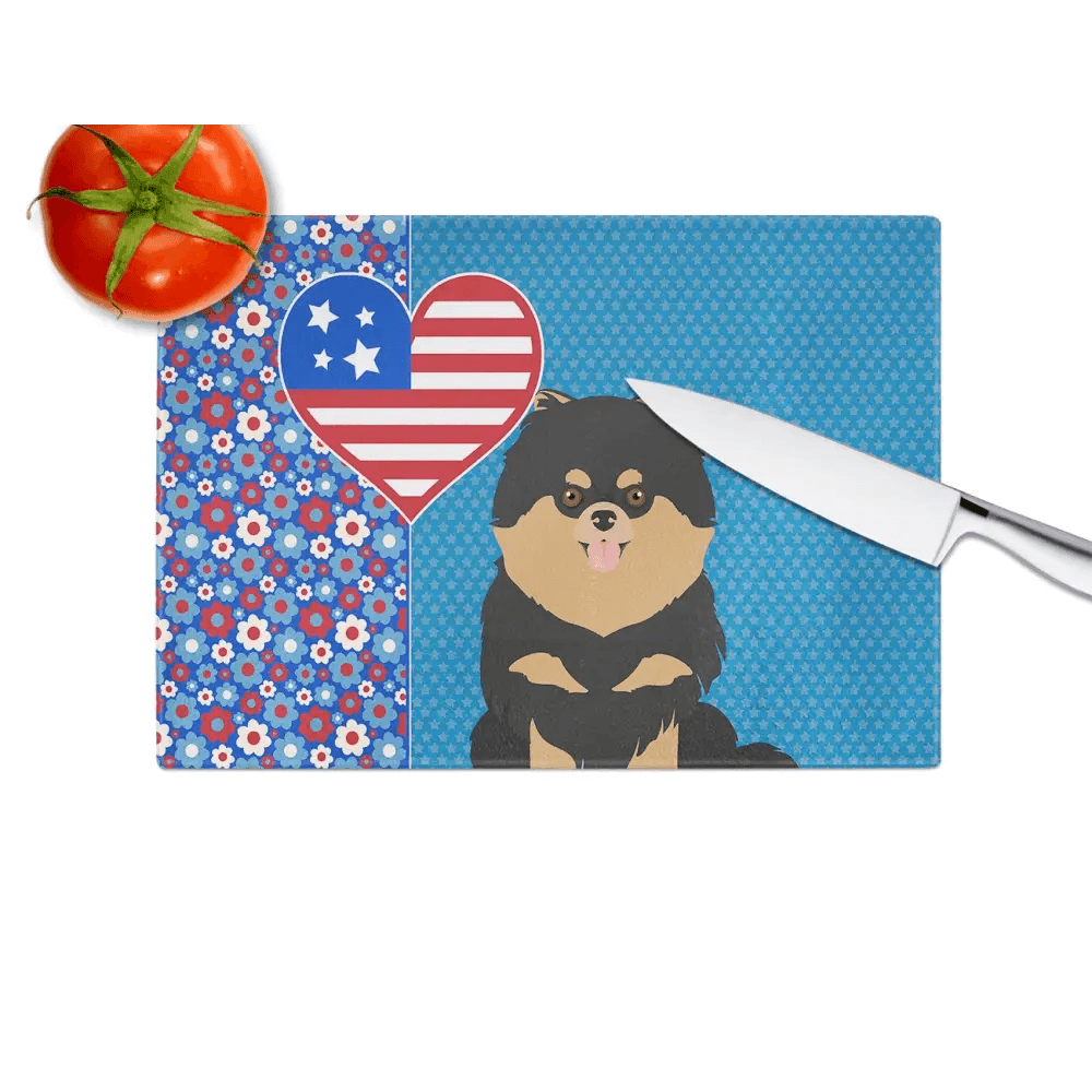 Black and Tan Pomeranian Decorative Glass Cutting Board - Estalios