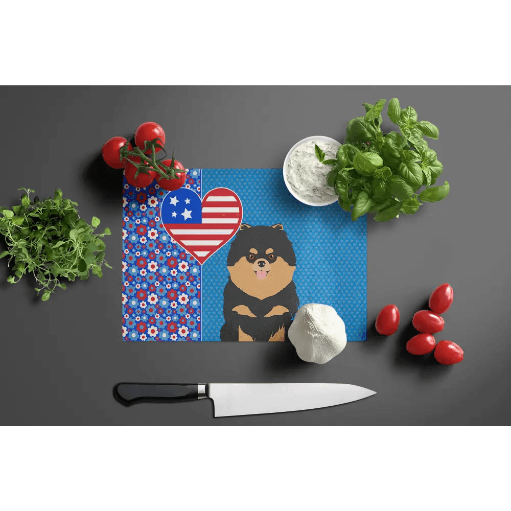 Black and Tan Pomeranian Decorative Glass Cutting Board - Estalios
