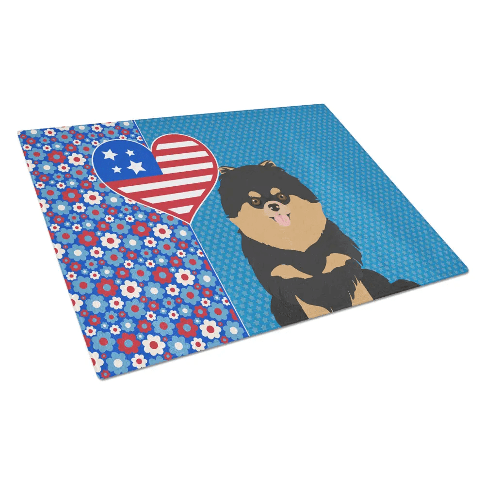 Black and Tan Pomeranian Decorative Glass Cutting Board - Estalios