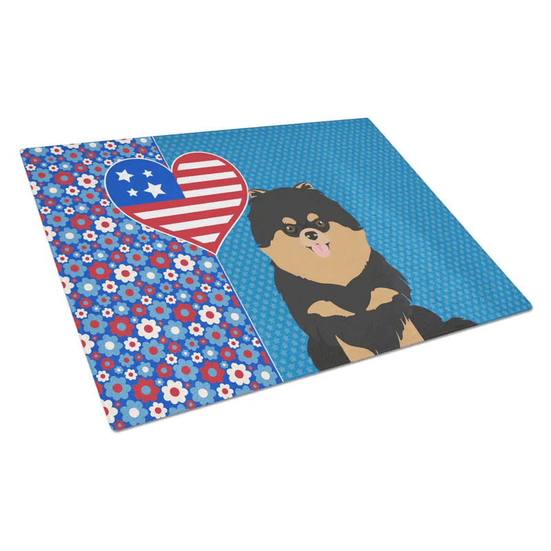 Black and Tan Pomeranian Decorative Glass Cutting Board - Estalios