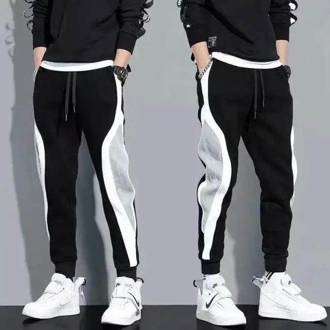 Black and White Casual Pants for Men - Stylish Comfort - Estalios