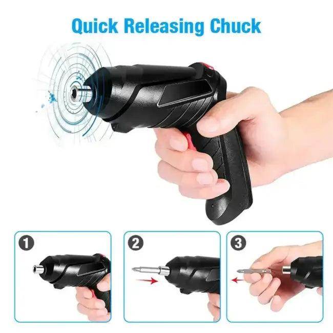 Black Cordless Screwdriver Set for Easy Home Repairs - Estalios