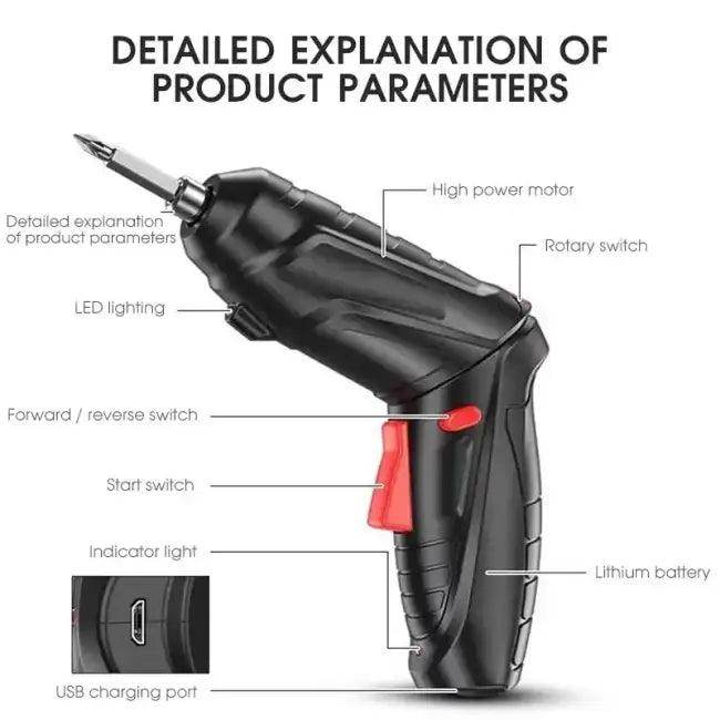 Black Cordless Screwdriver Set for Easy Home Repairs - Estalios