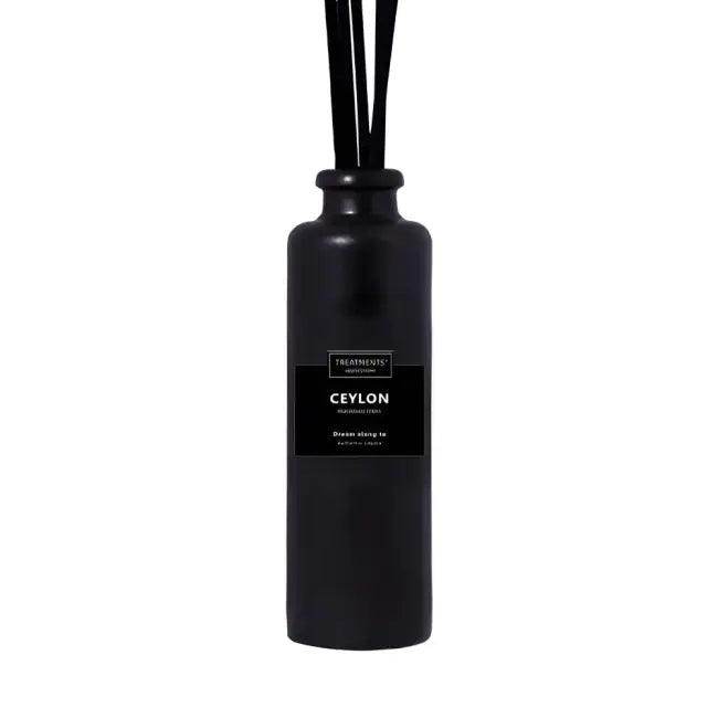 Black Diffuser with Reeds and Ceylon Fragrance Sticks for Elegant Aroma - Estalios