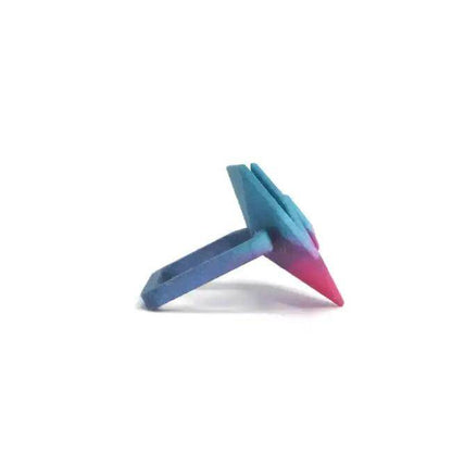 Stylish Black Geometric Ring with Peach and Lilac Accents - Estalios