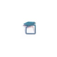 Stylish Black Geometric Ring with Peach and Lilac Accents - Estalios