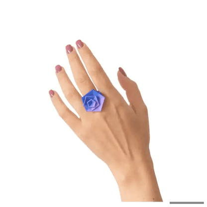 Stylish Black Geometric Ring with Peach and Lilac Accents - Estalios