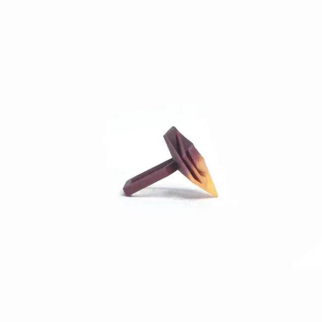 Stylish Black Geometric Ring with Peach and Lilac Accents - Estalios