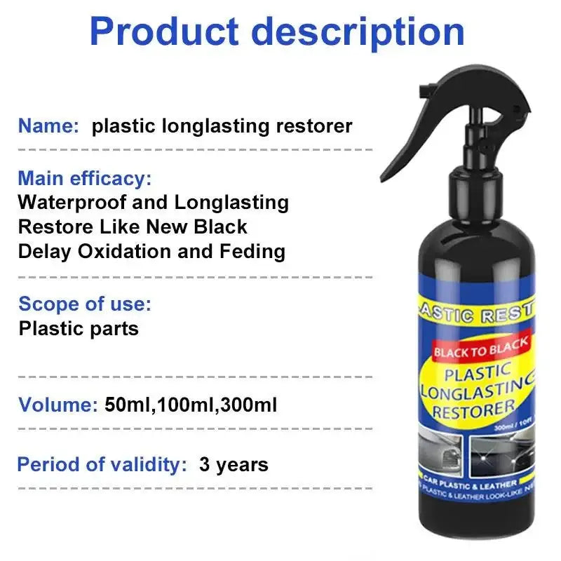 Black Gloss Car Plastic Restorer Magic spray for easy gloss car cleaning and restoration