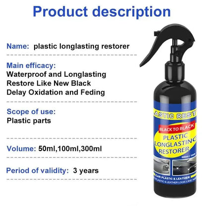 Black Gloss Car Plastic Restorer Magic spray for easy gloss car cleaning and restoration