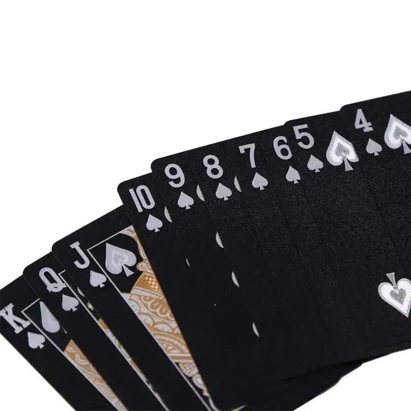 Black Spade playing cards from the Black Gold Playing Cards Luxe Waterproof Group