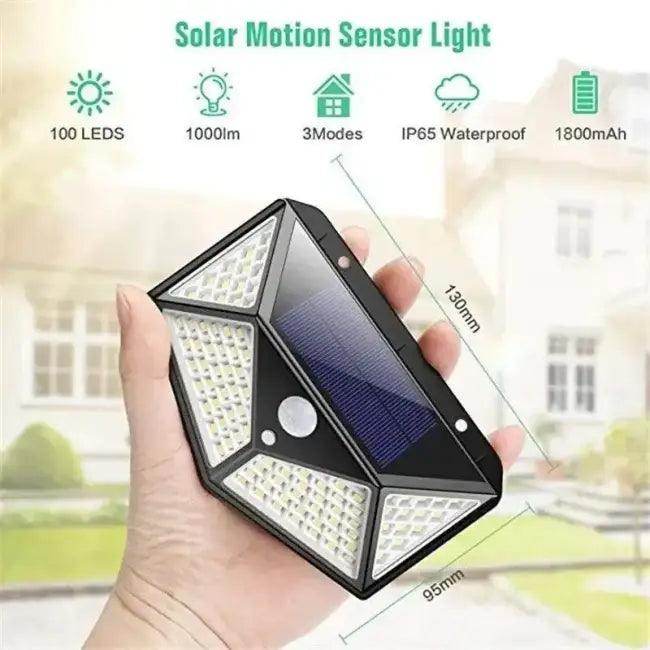 Sleek Black Solar Motion Sensor LED Light for Security - Estalios