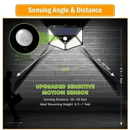 Sleek Black Solar Motion Sensor LED Light for Security - Estalios