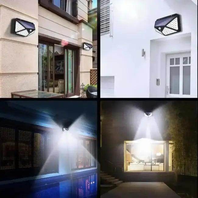 Sleek Black Solar Motion Sensor LED Light for Security - Estalios
