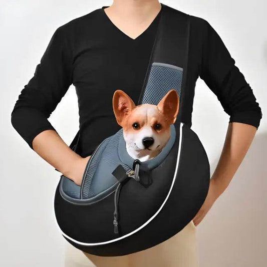 Adventure-Ready Black Pet Carrier Sling for Cozy Travel - Estalios