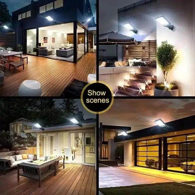 Black Solar Sensor Street Lamp with Remote for Outdoors - Estalios