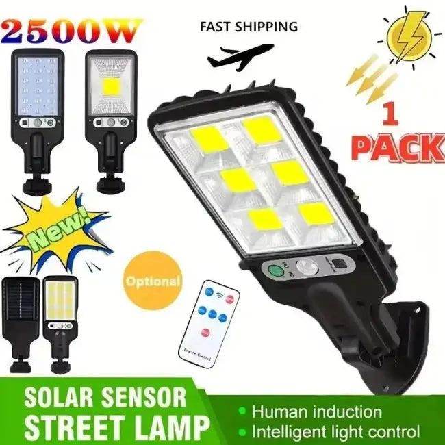 Black Solar Sensor Street Lamp with Remote for Outdoors - Estalios