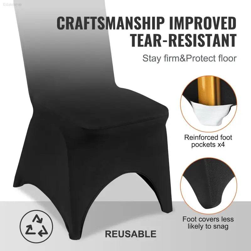 Black Stretch Chair Covers for Weddings and Events 50 Pcs - Estalios