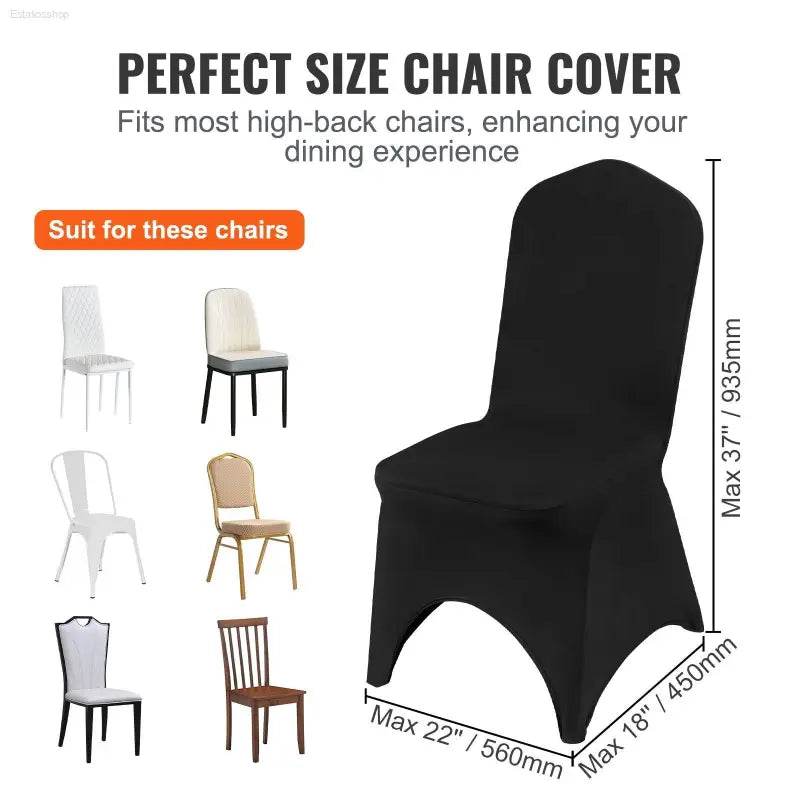 Black Stretch Chair Covers for Weddings and Events 50 Pcs - Estalios