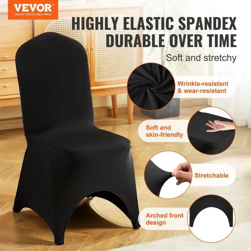 Black Stretch Chair Covers for Weddings and Events 50 Pcs - Estalios