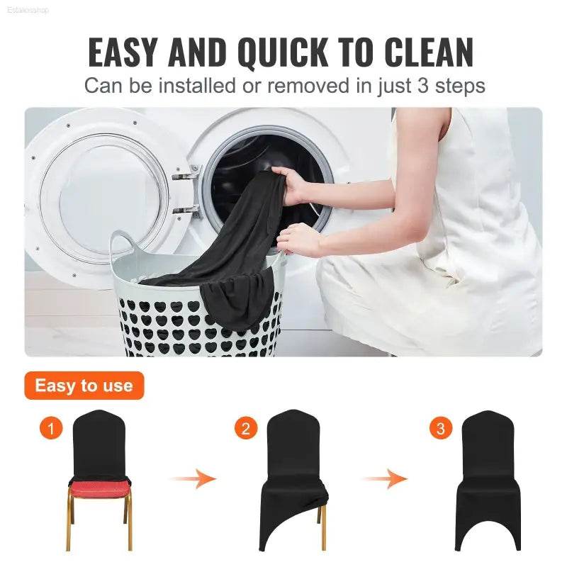 Black Stretch Chair Covers for Weddings and Events 50 Pcs - Estalios