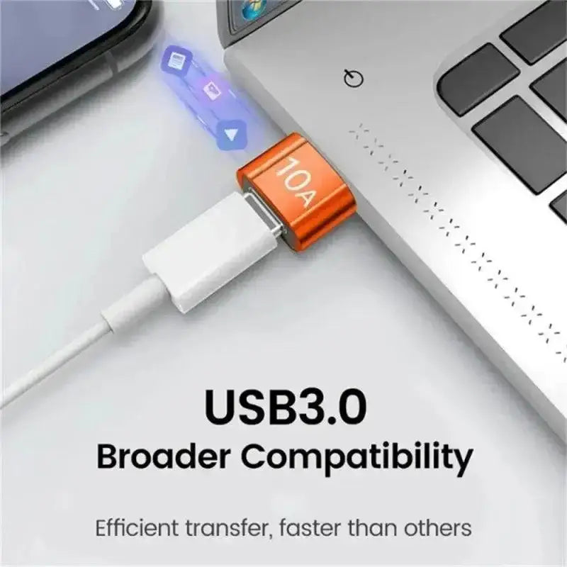 White USB cable with orange fuse for 10A OTG USB Type C adapter fast charging