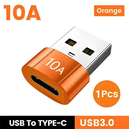 Orange USB to Type-C adapter for 10A OTG USB Black Type C OTG Adapter