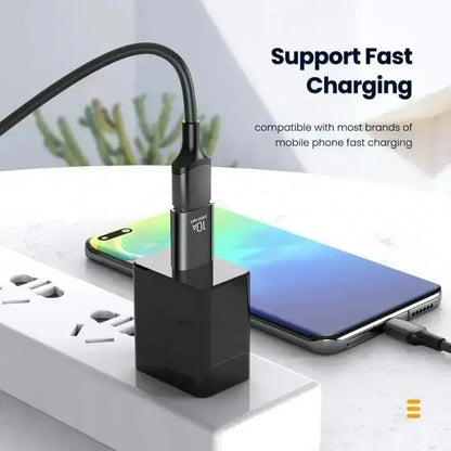 Black Type C OTG Adapter 10A Fast Charging USB with attached cable for easy use