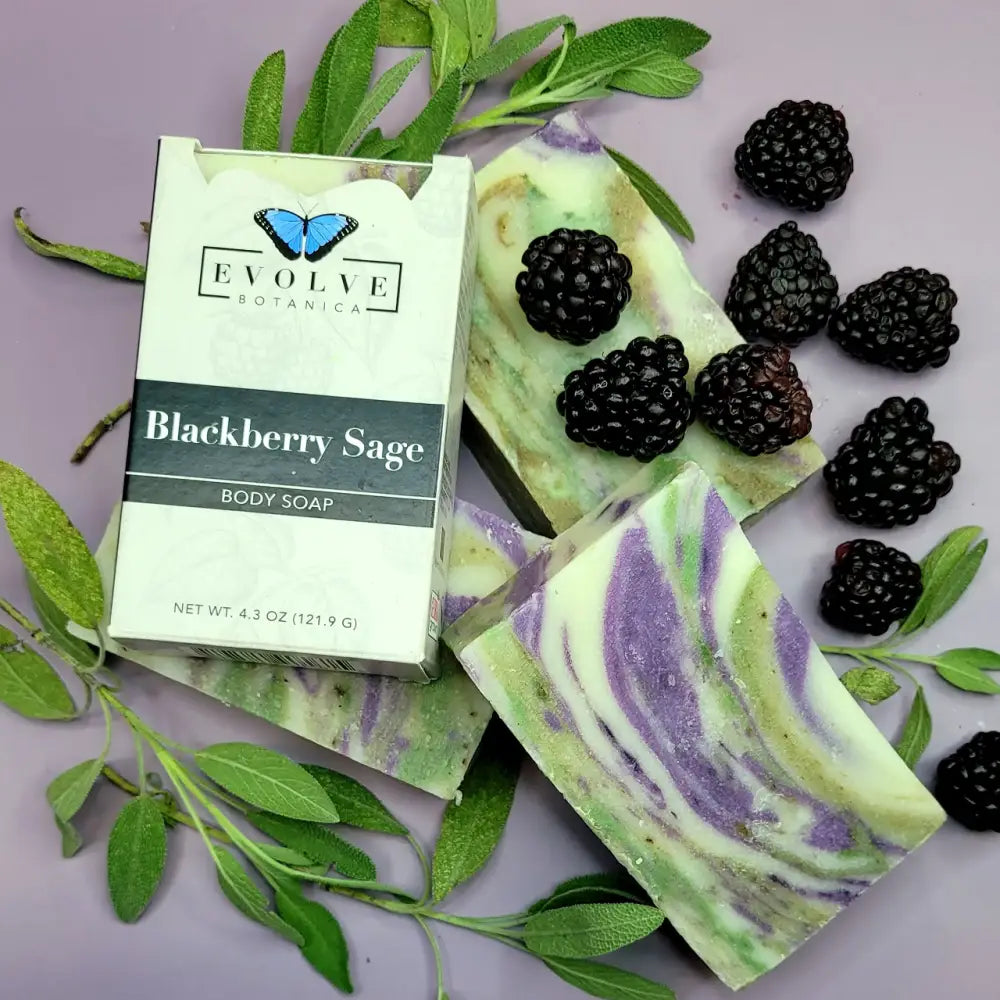 Blackberry Sage Standard Herbal Skin Treat soap with blackberries and fresh sage