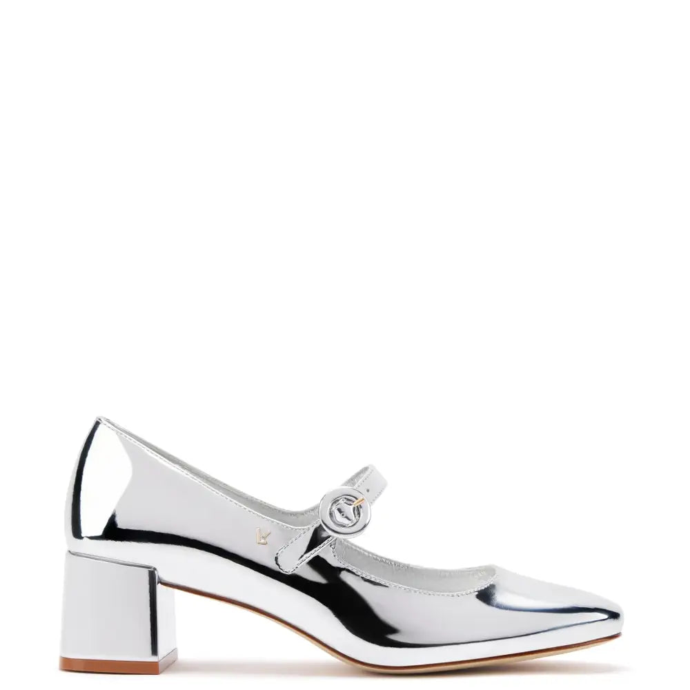 Stylish Silver Mary Jane heels from the Blair Block Pump collection. Perfect for any outfit!