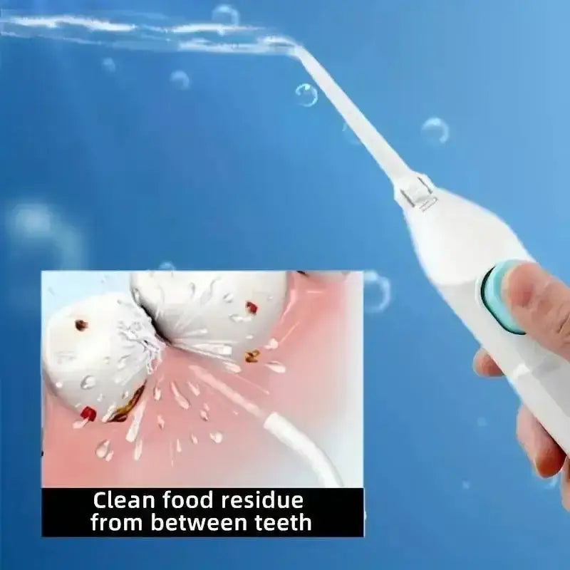 Water flosser in action showcasing the Blast Away Plaque Portable Oral Irrigator