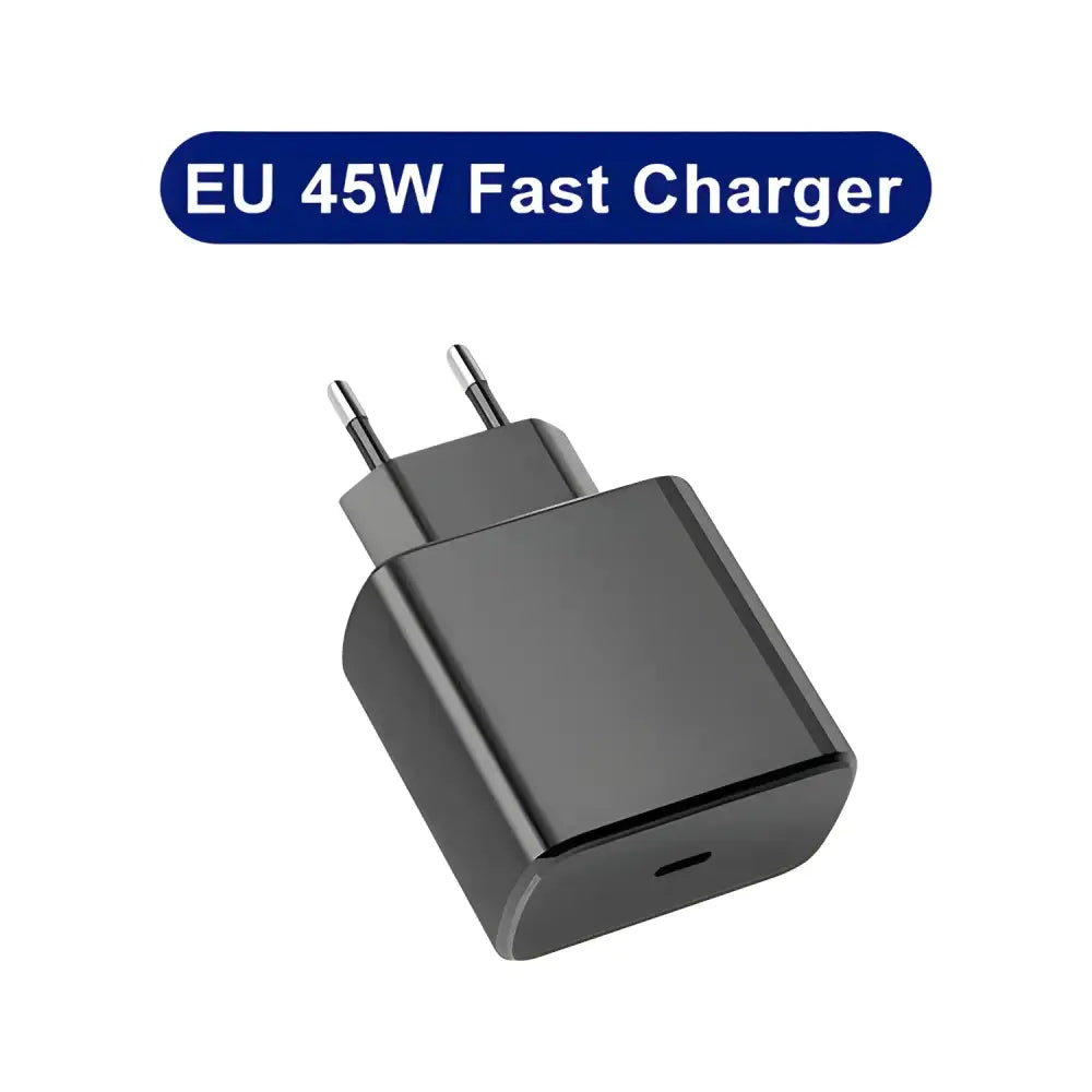 Black EU 45W USB Charger for Samsung Galaxy S23 Ultra, fast charging power on the go