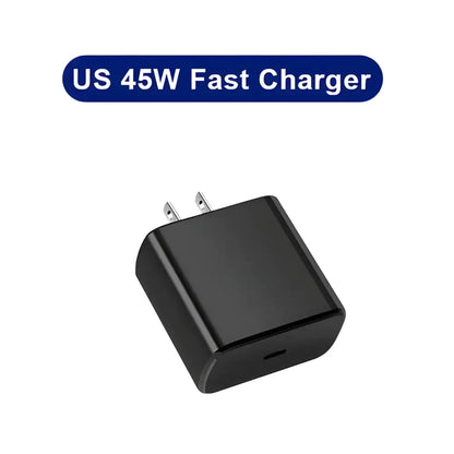 Black US wall charger for Samsung Galaxy S23 Ultra with 45W USB Charger