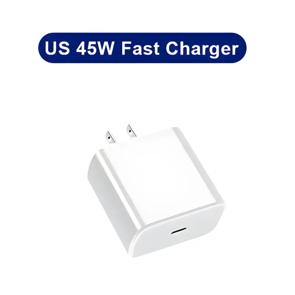 White USB-C wall charger for Samsung Galaxy S23 Ultra with 45W USB Charger