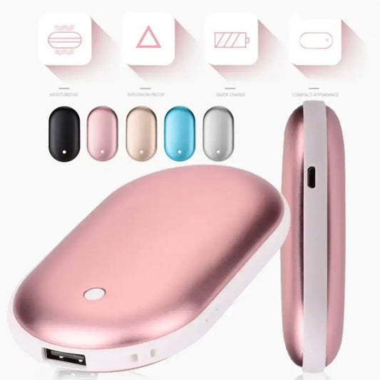 Rose Gold USB Hand Warmer Egg & Power Bank for cozy warmth on the go