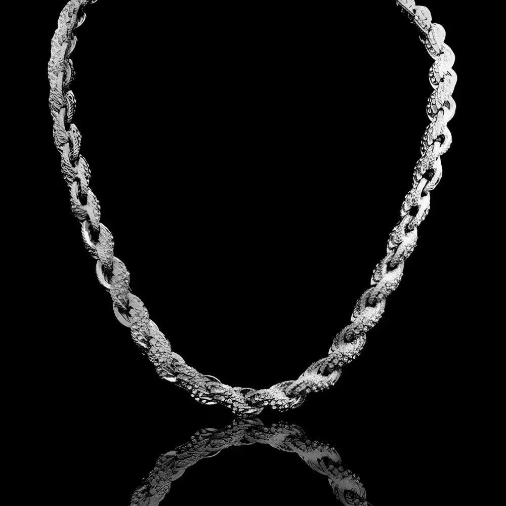 Sparkling Bling Master 18’’ Silver Diamond Rope Chain necklace glistening in light