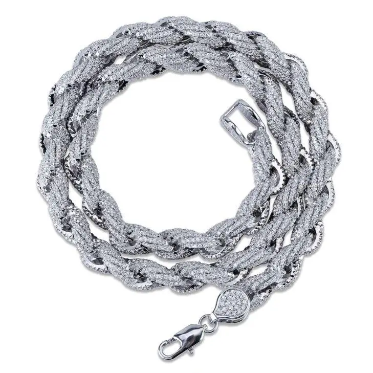 Bling Master 18’’ Silver Diamond Rope Chain with elegant braided silver design