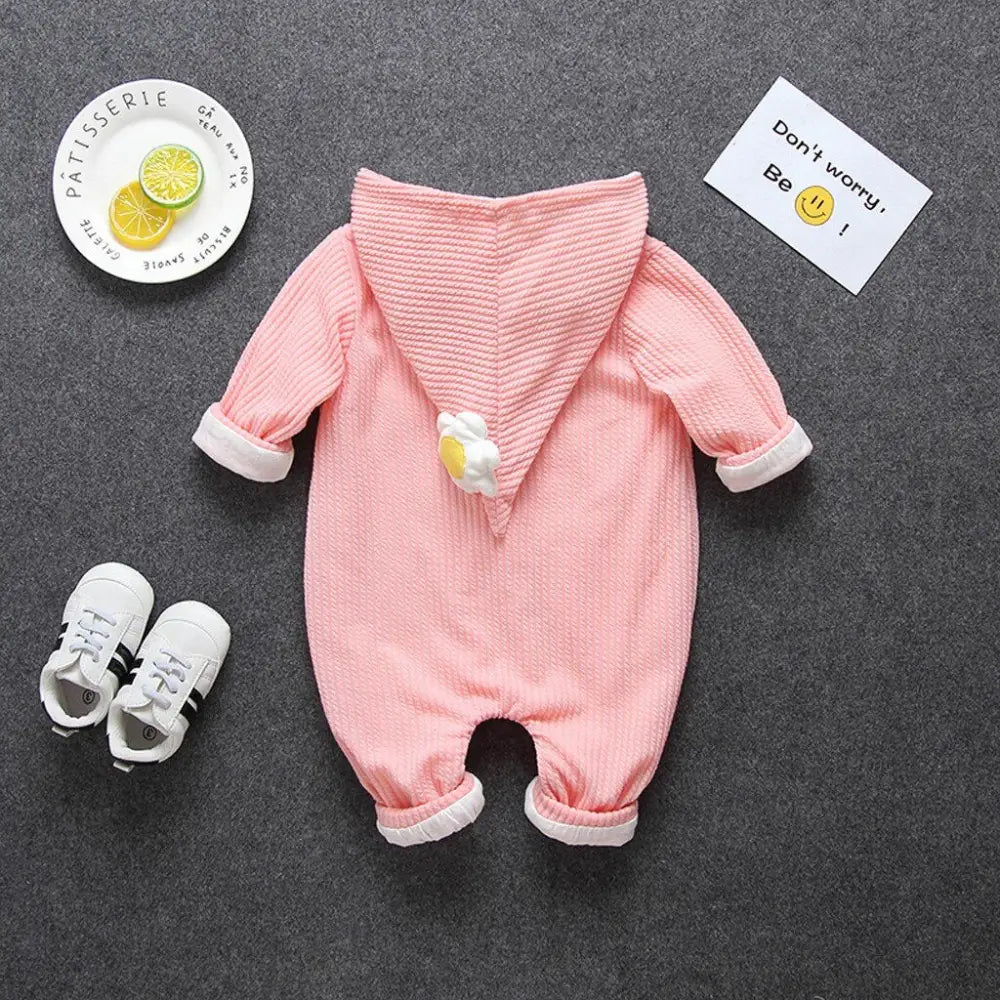 Cute pink hooded baby romper from Blooming Cute Baby Rompers for your little one